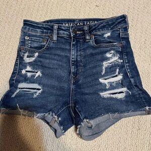 American Eagle Distressed Blue Denim Shorts Size 4
